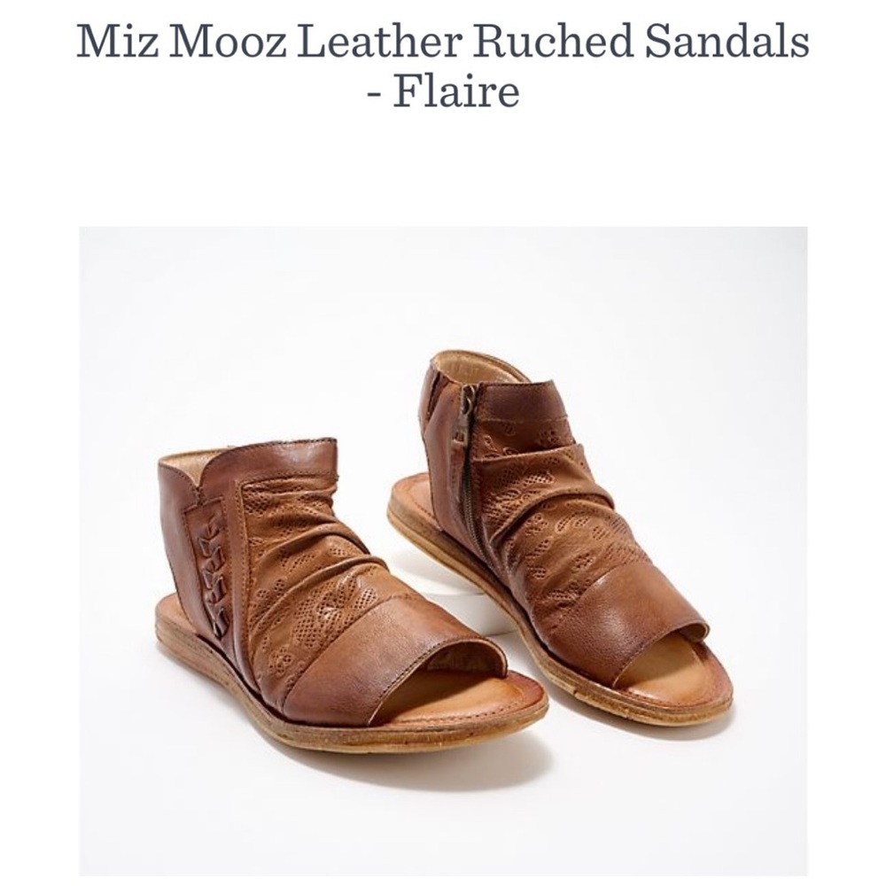 Miz Mooz Brown Leather Ruched Sandals